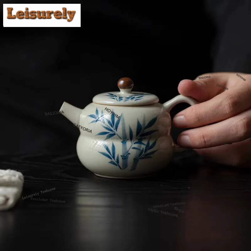 110ml Hand-painted Bamboo Teapot Luxury Tea Infuser Pot Tea Making Kettle With Ball Hole Oolong Tea Tea Ceremony Ornaments Gift