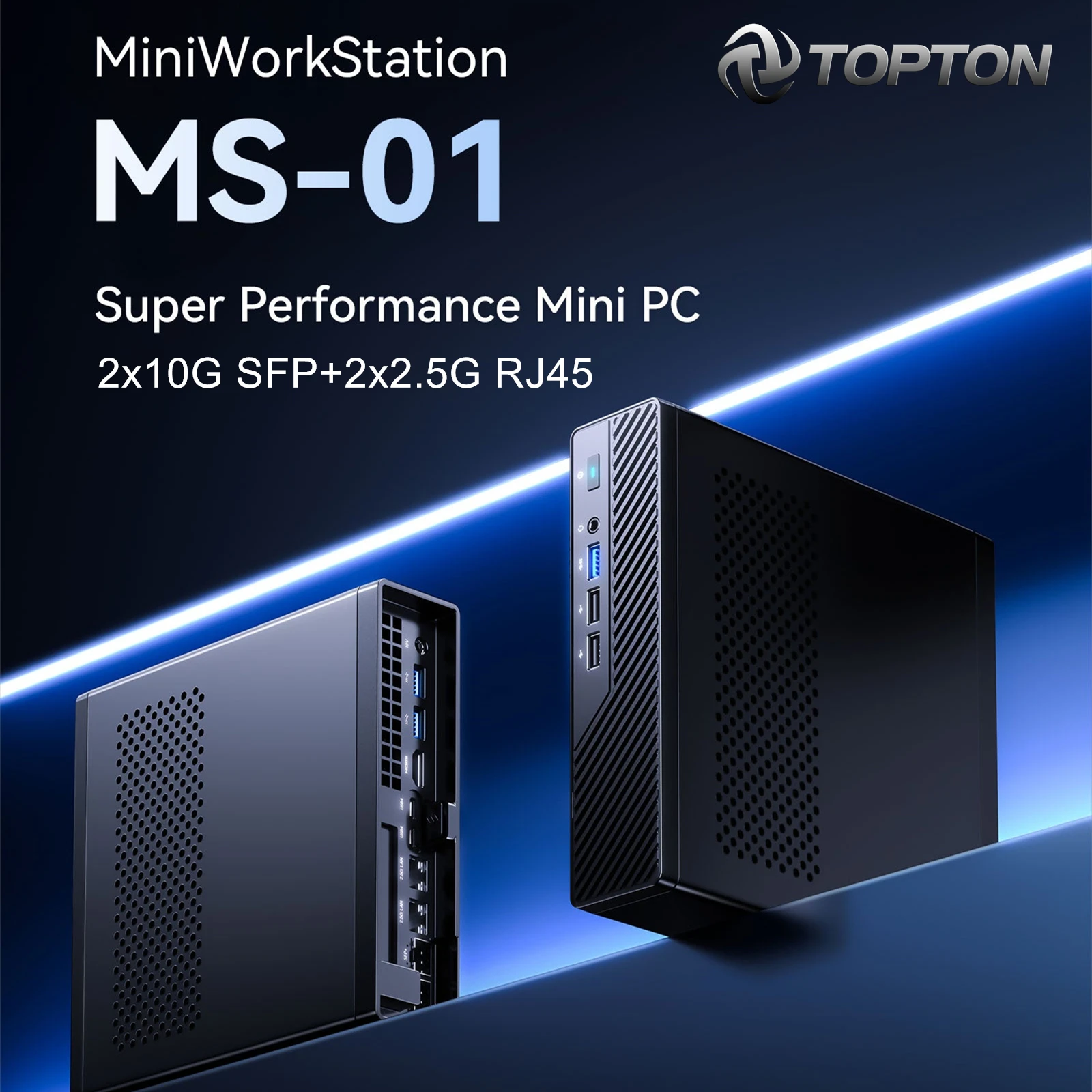 Topton Mini Workstation MS-01 Intel i9 13900H 2x10G SFP+ 2x2.5G LAN 2xDDR5 3xNVMe 2xUSB4 PCIEx16 Gaming Mini PC Desktop Computer