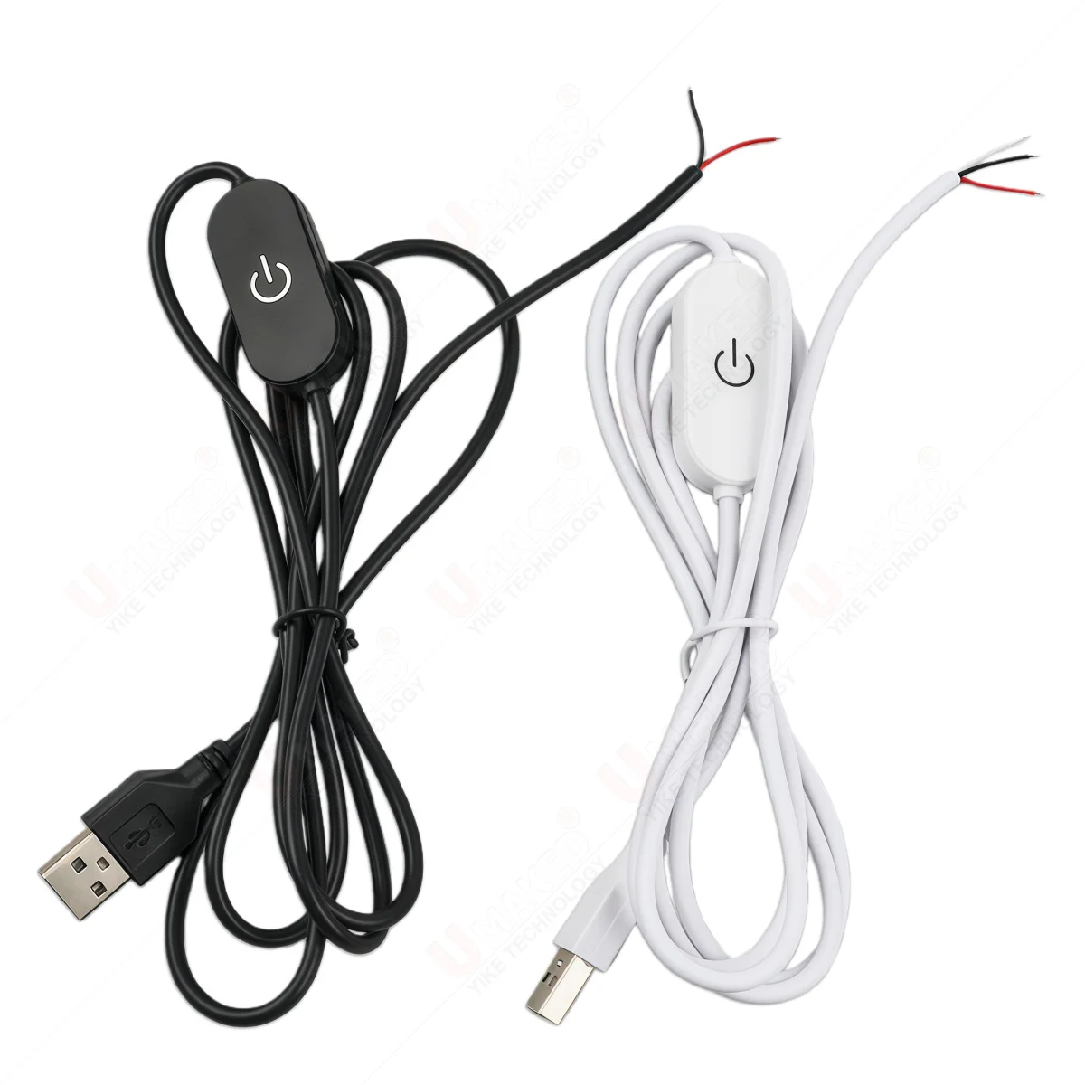 2/3Pins 5V Switch Power Supply Wires 1.5M USB Male to 2/3 Core Connection Cable touch ON OFF Bright Up/down For LED Strip Lamp