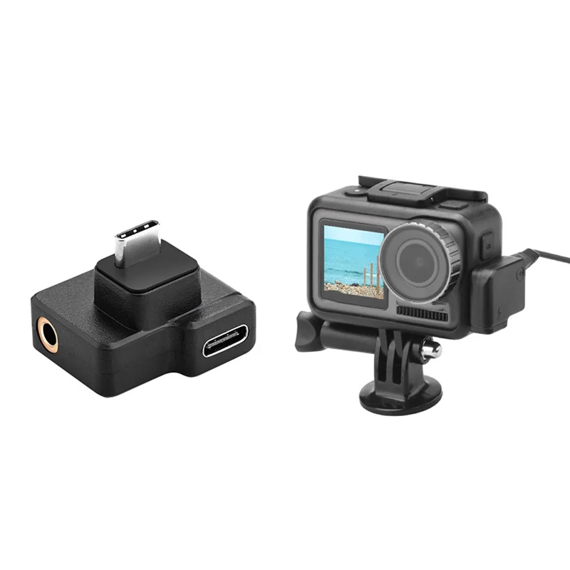 محول ميكروفون B27B محول ميكروفون DJI Osmo Action يعزز جودة الصوت أثناء الشحن المزدوج 3.5 مم USB-C