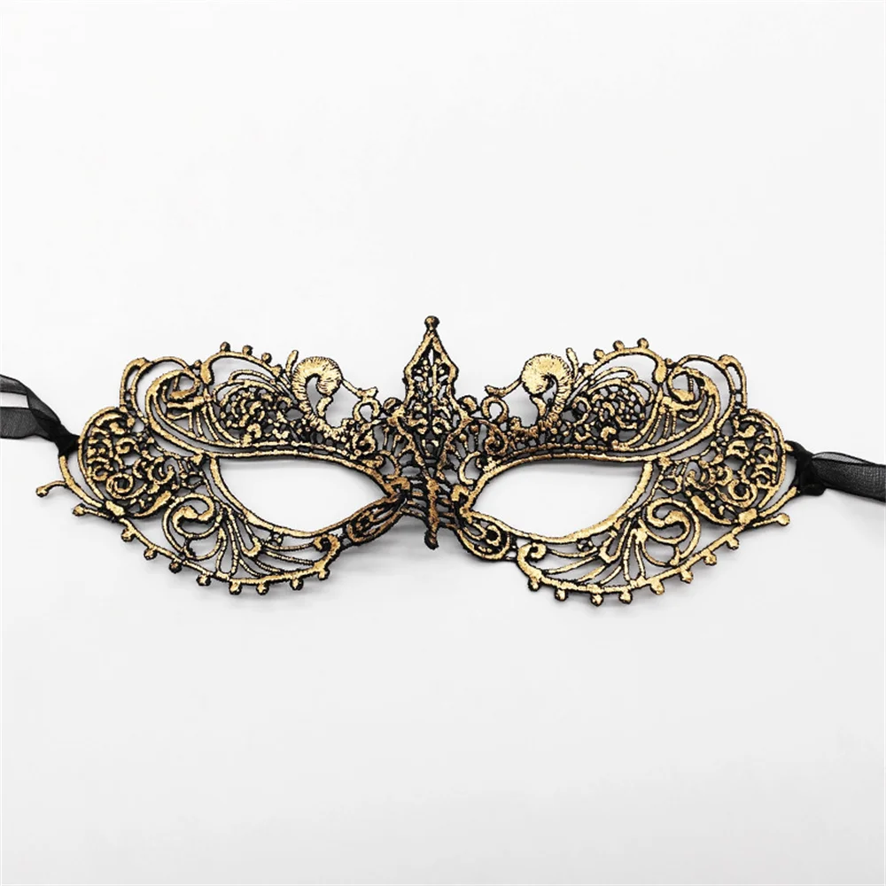 Women Sexy Hollow Lace Masquerad Face Mask with Ribbon Princess Party Mardi Gras Cosplay Prom Props Costume Nightclub Eye Mask