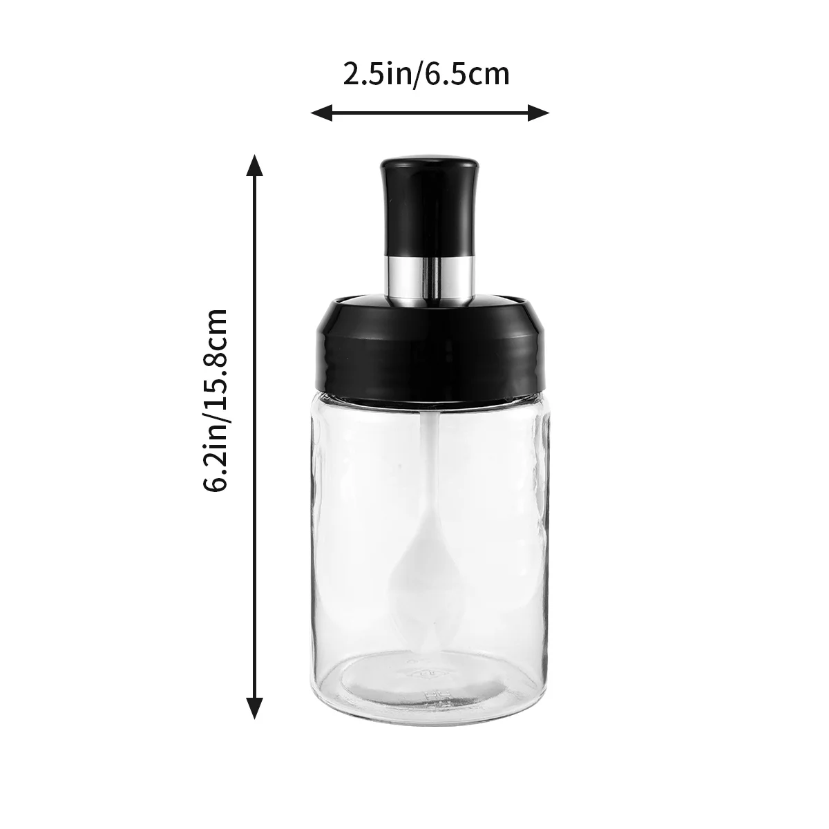 

2Pcs Glass Seasoning Container Bottle Oil Pot Sealed with Spoon Kitchen Bbq Sauce Jar Spice Storage Safe