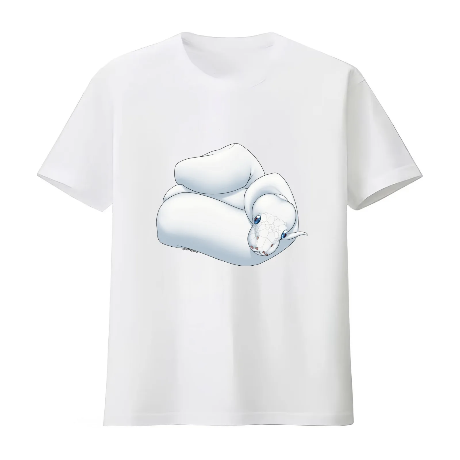 Blue Eyed Leucistic Ball Python T-Shirt Summer Casual Cotton Tee Oversized Streetwear Tops Vintage Graphic Print 100% Cotton