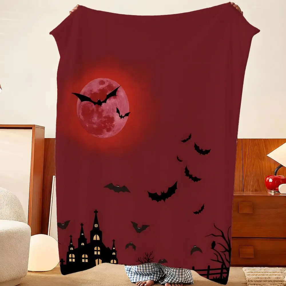 Halloween Haunted House Throw Plush Flannel Throw Blanket, Sofa Bed Travel Picnic Home Textile Decor