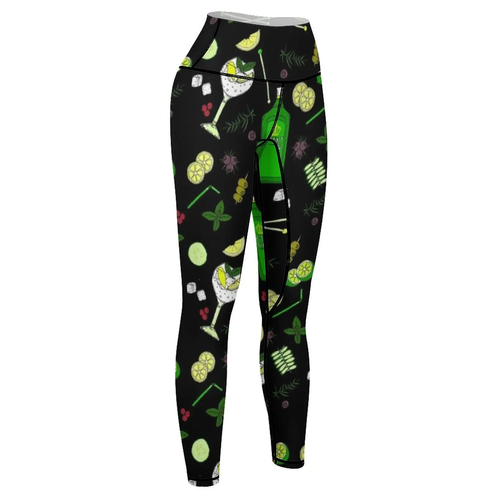 Gin and Tonic Pattern Gin o'Clock Cocktails Leggings Golf wear Women sports Womens Leggings