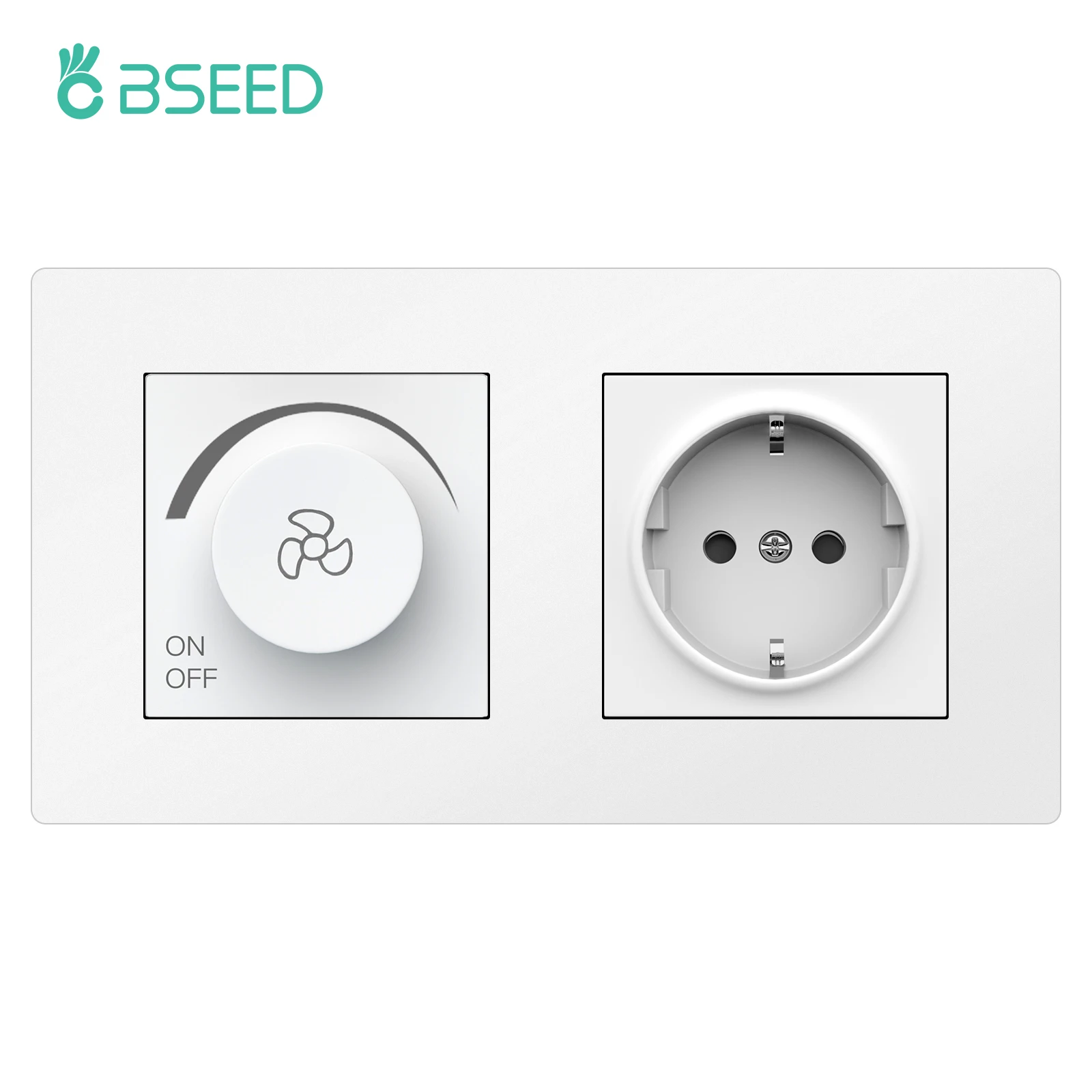 BSEED Ceiling Fan Switch Knob Button Switch Speed Control With Wall Power Socket Switch ON OFF Adjust Speed Plastci Frame