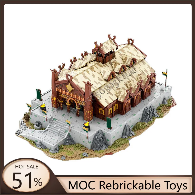 

10029 PCS Luxury Creative Hall MOC Exquisite Throne Room Golden Roof Technology Building Blocks Children Diy Toys Birthday Gift