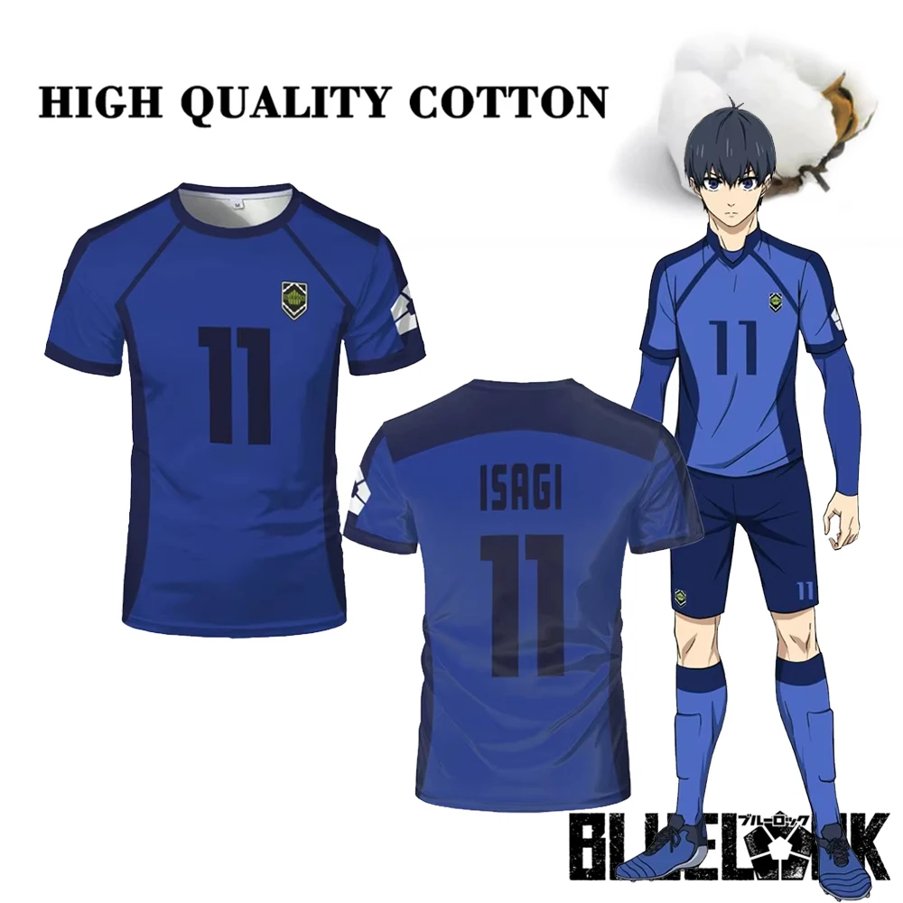 

Summer Japanese Anime Blue Lock Isagi Yoichi High Quality Cotton Football Jersey Cosplay Hyoma Chigiri Meguru Bachira T-Shirt