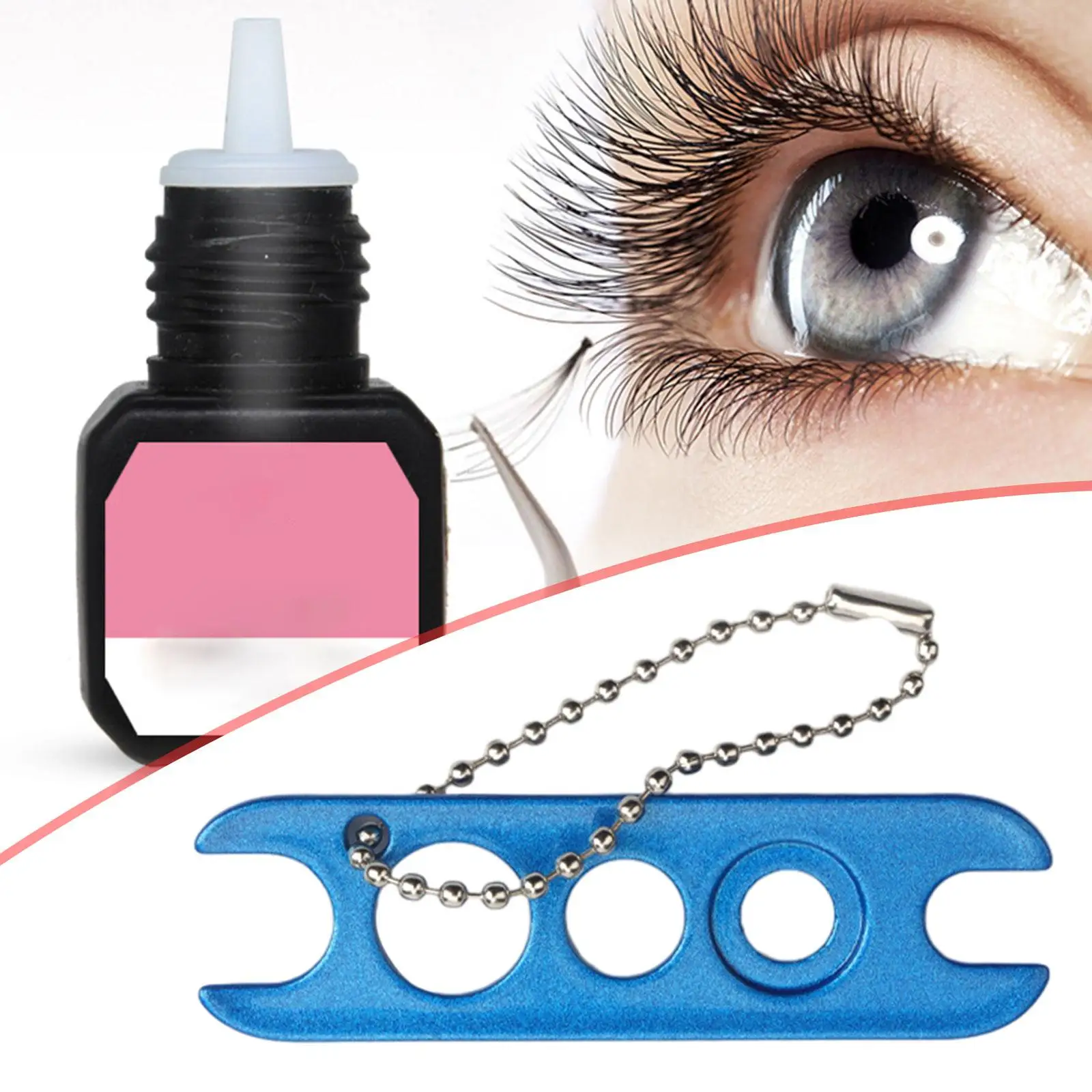 범용 접착제 병 플러그 오프너 스테인리스 스틸 속눈썹 접착제 링 캡 교체용 뷰티 키트