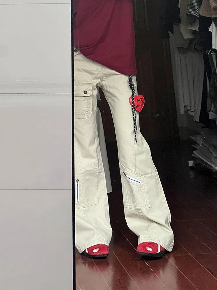 

Брюки-карго женские корейские весенние хлопковые муслиновые плиссированные персиковые милые эластичные брюки для отдыха прекрасный пикник расслабленные ленты молодежные ПР