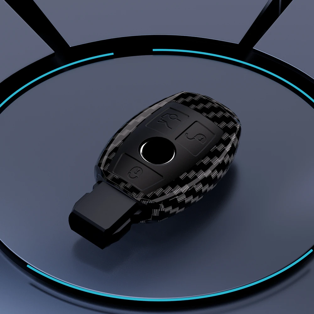 Custodia protettiva per chiave auto in fibra di carbonio ABS per Mercedes Benz Classe ABCE GLS GLA GLK GLC CLS CLA AMG W204 W205 W212 W463 W176