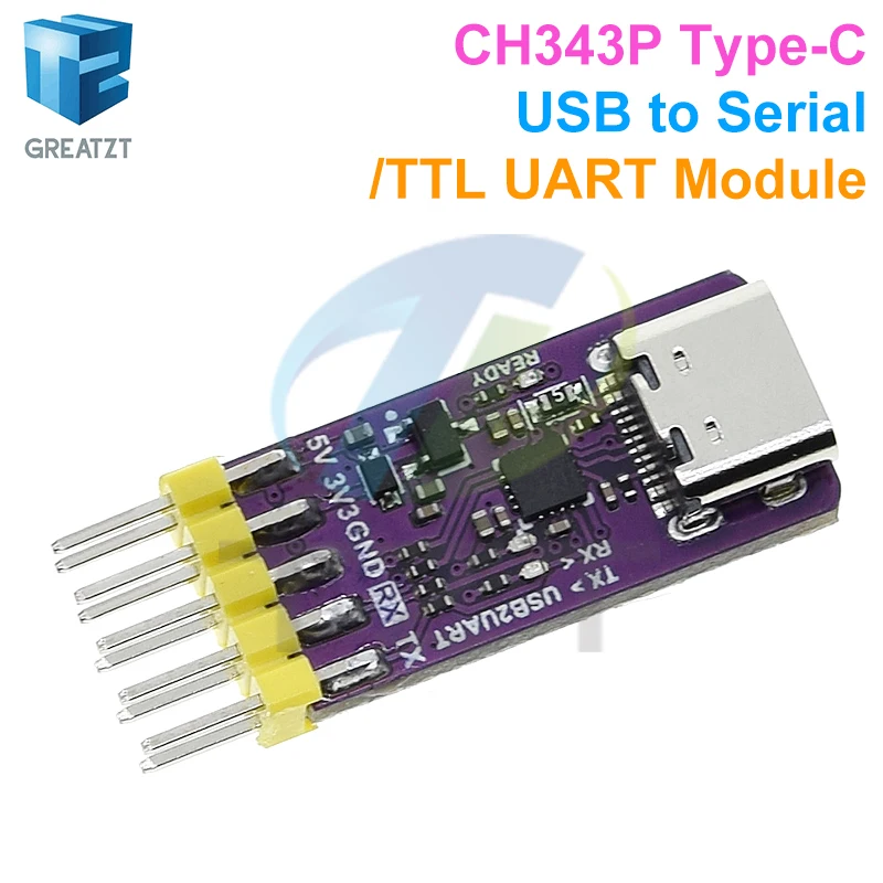 CH343P USB To Serial Port Module 6Mbps 5V3.3V TTL UART CH343 Debugging Burning And Downloading Type-C Switch Instead CH340Module