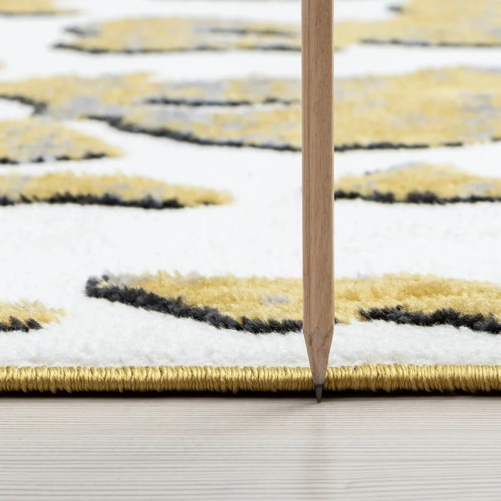 Contemporary 2x8 Area Rug (2'3'' x 7'3'') Abstract Yellow, Gray Indoor Runner Easy to Clean