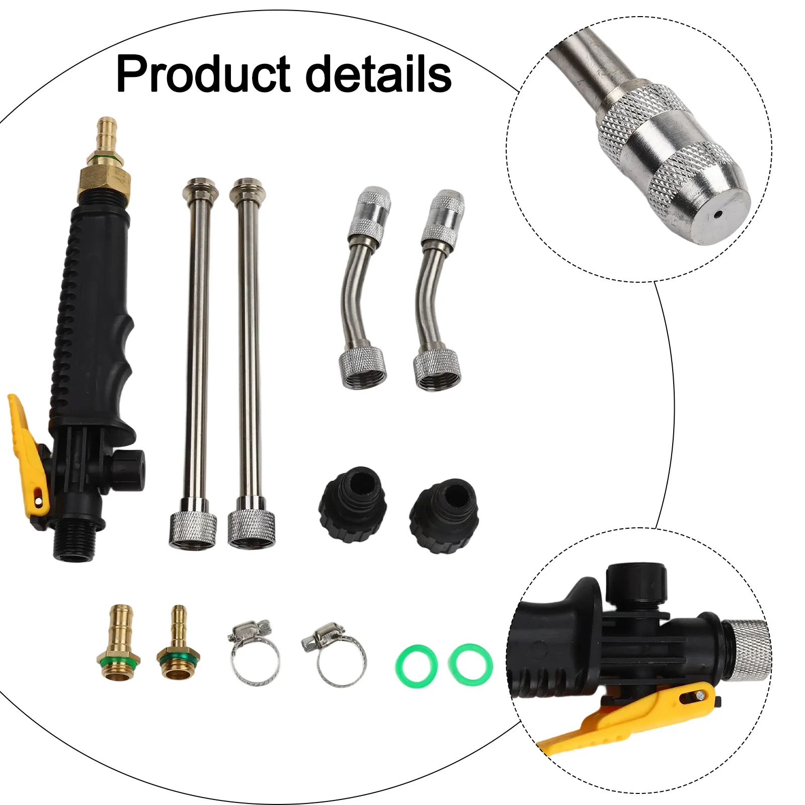 Spray Wand with Three Extension Lengths and Dual Brass Barb Connectors Compatible with 3/8 and 1/4 Garden Hoses
