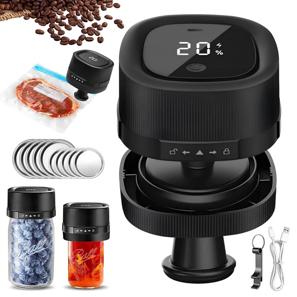Scelleuse sous vide portable pour bocaux Mason, alimentée par batterie, machine à vide à arrêt automatique en un clic, préservateur de fraîcheur longue durée pour garde-manger et stockage alimentaire en voyage