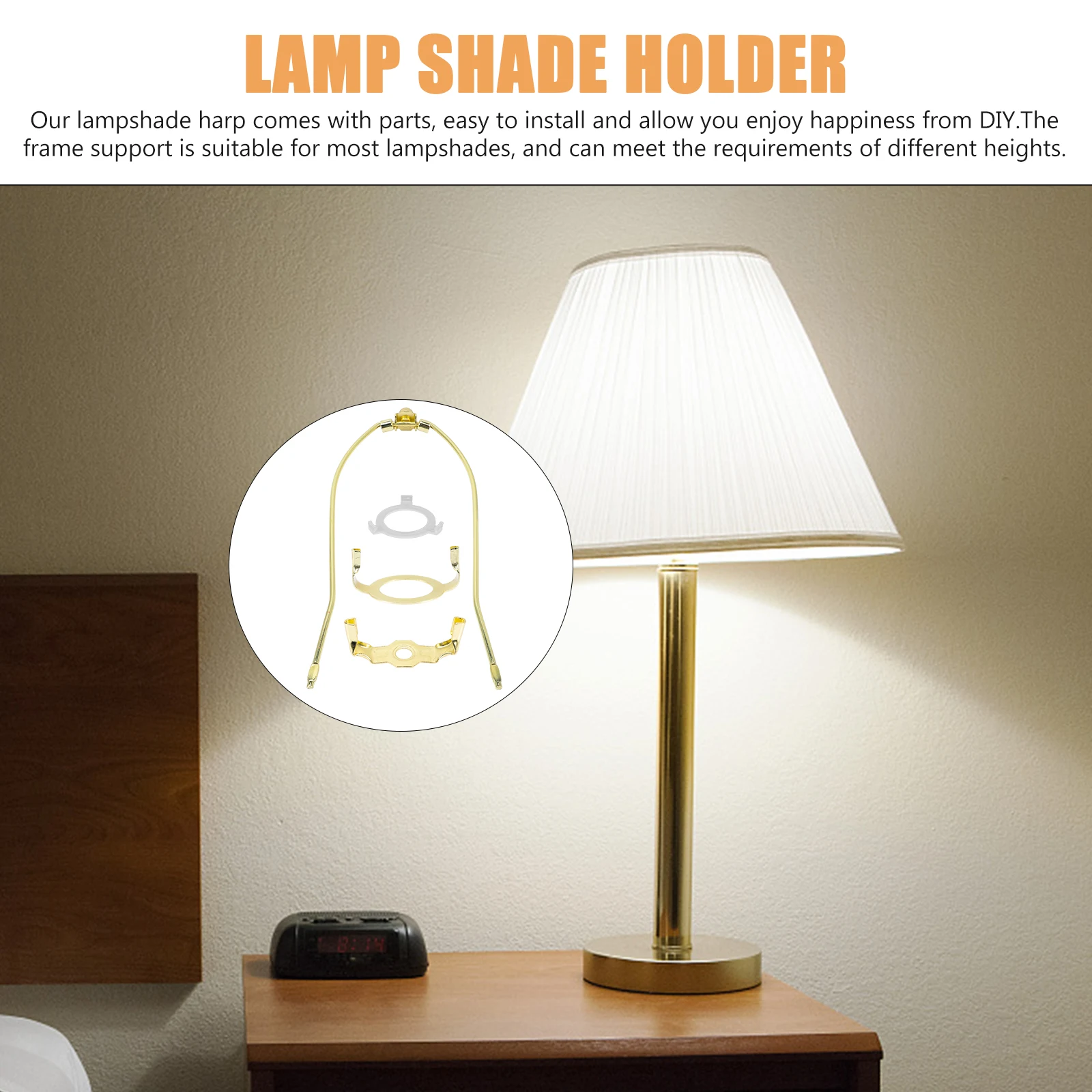 

Lamp Shade Holder Cow Horn Lighting Adapter Bracket Finial for Table Lamps DIY Kit Parts Harp Heavy Iron Modern Easy Install