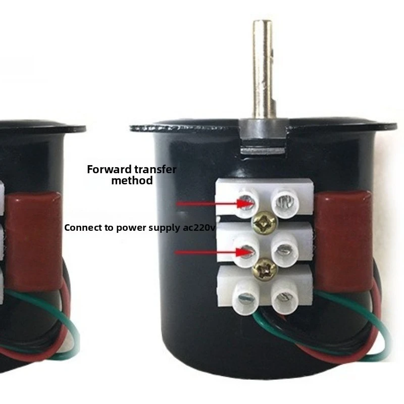 220V AC 28W Reversible Permanent Magnet Synchronous Gear Motor Low Speed High Torque Mini Reduction Drive Motor with Wiring