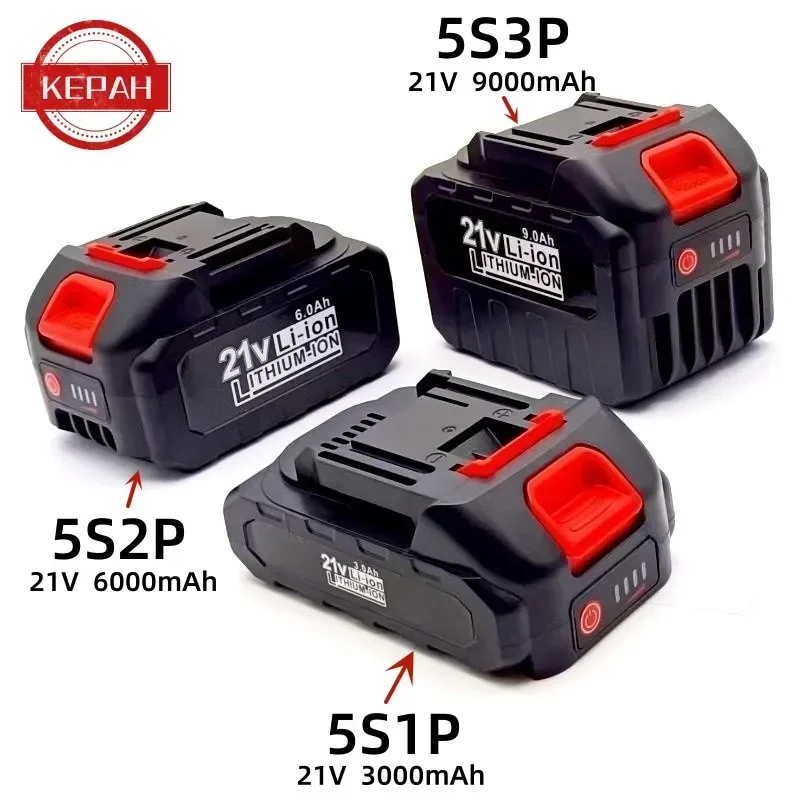 21V rechargeable lithium-ion power tool battery 3000mAh, 6000mAh, 9000mAh, 5S1P, 5S2P, 5S3P, fast charging lithium-ion battery