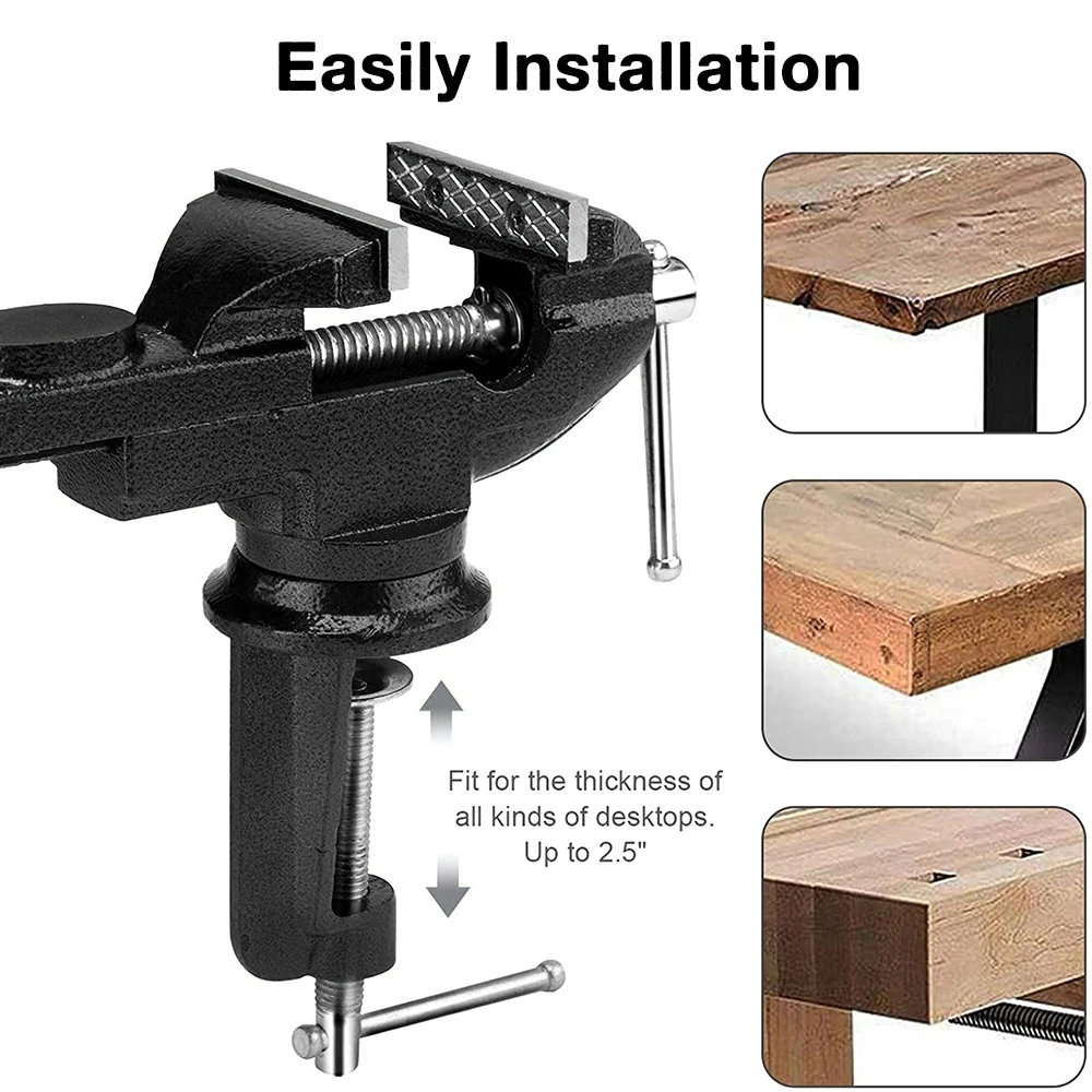 Imagem -06 - Multifunctional Bench Vise Jaw Width 360 Graus Swivel Ferro Fundido Tabletop Heavy Clamp Preto e Azul Randomly Shipped 10 mm 60 mm 70 mm