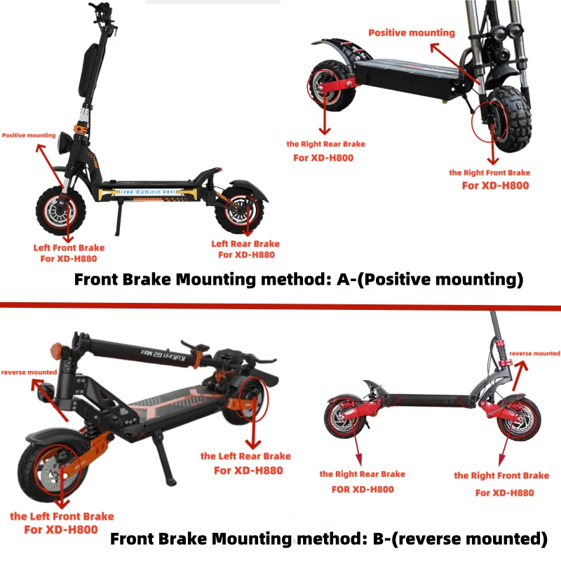 XOD Electric Bicycle Scooter Brakes Waterproof 2 Pin XD-H800 / XD-H880 Cut Off Power Brake For KuKirin G2 G2MAX G3PRO G4 M4 G5