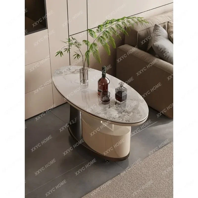 Y Slate Sofa Side Table Light Luxury High-End Feel Living Room Movable Small Trolley