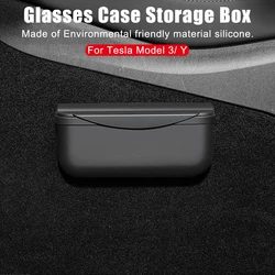 For Tesla Model 3 Y Car Storage Box Sticky Case Glasses Sunglasses Holder Garbage Trash Bin Door Seat Dash Board Accessories