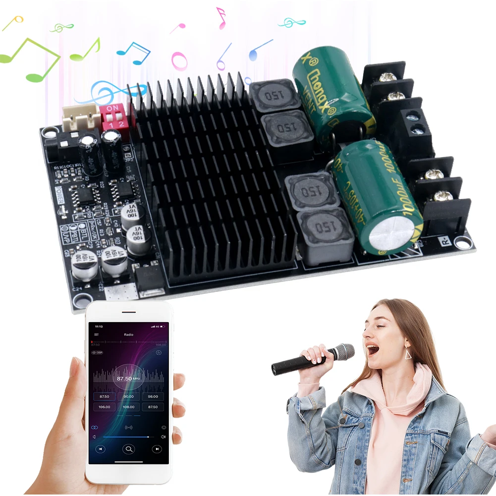 ZK-2001 TPA3221 순수 리어 스테이지 디지털 앰프 보드 100Wx2 듀얼 채널 DC 10-30V 200W AMP 브리지드 모노 서브우퍼 스피커