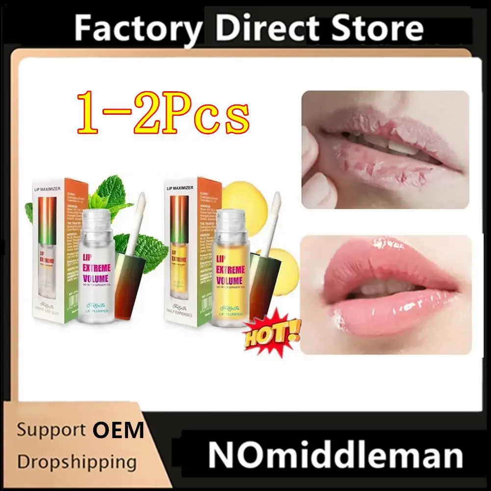

1/2Pcs Ginger And Mint Lip Plumper Oil Radiant Plumping Lip Volumizing Serum For Smoother Fuller Lips For Youthful And Sexy Look