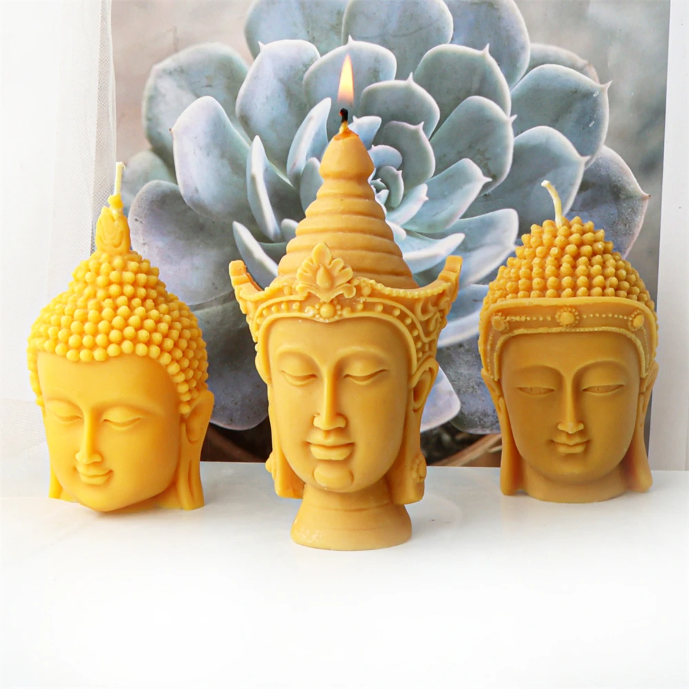 New 3D Buddha Head Candle Silicone Mold Buddha Church Statue Plaster Resin Mould DIY Candles Wax Clay Craft Ornament Home Decor