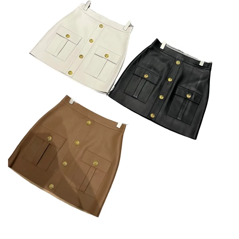 2024 Sheepskin Hip Skirt  Composite Air Layer without Lining Design Top Quality S-XL  faldas cortas  saias real leather