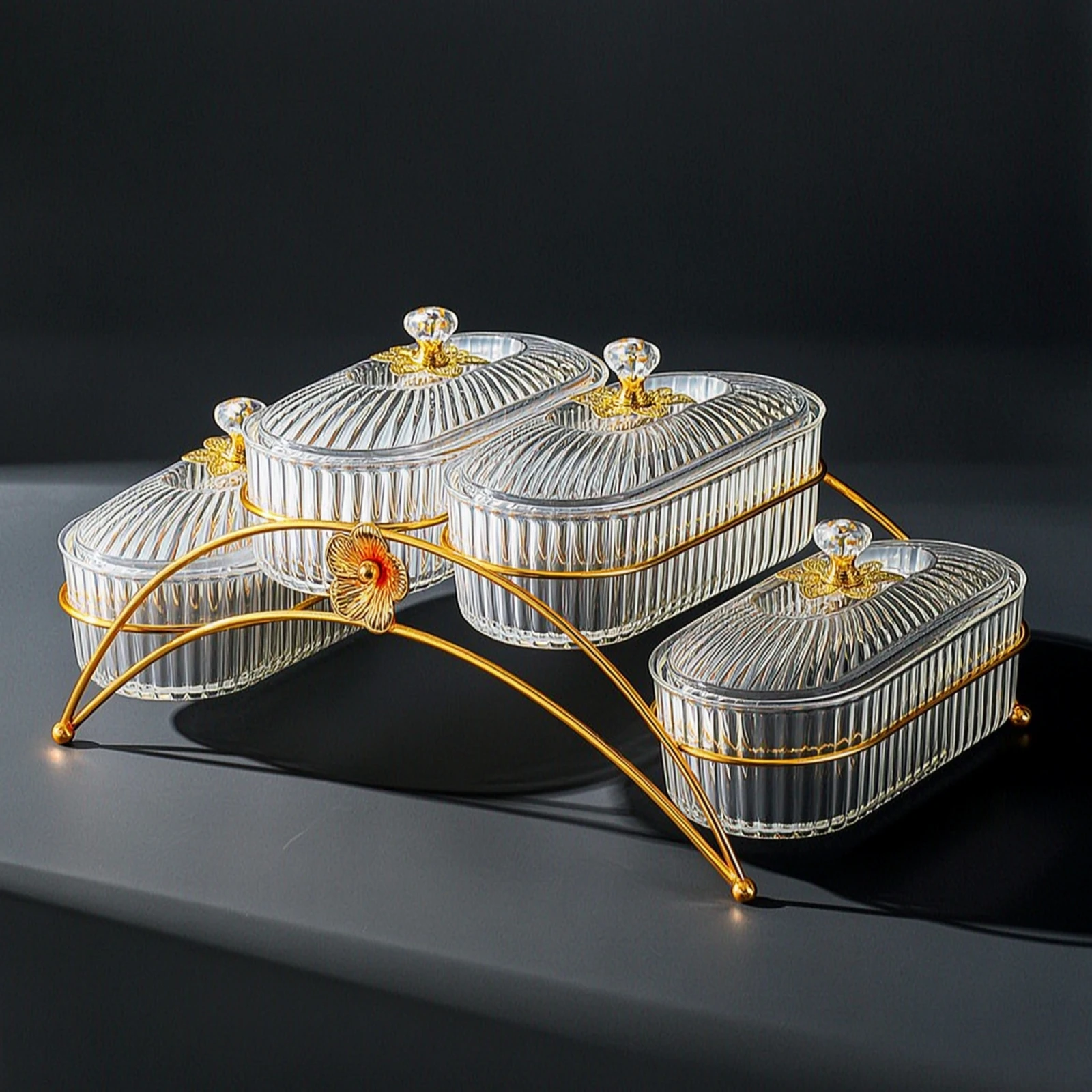 Snack Tray with Lids Tabletop Divided Serving Tray Snack Platter Stylish Container Transparent for Hosts, Living Room