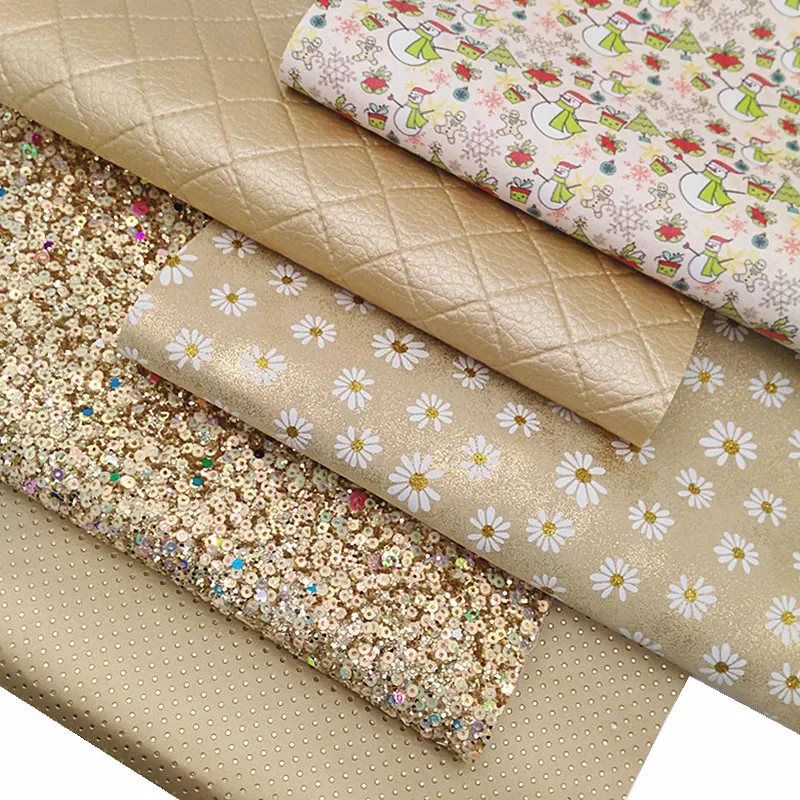 Beige Sequins Glitter  Sheets Plaids Faux  Daisy Flowers Faux  Snowmen  For DIY 21x29CM Y282