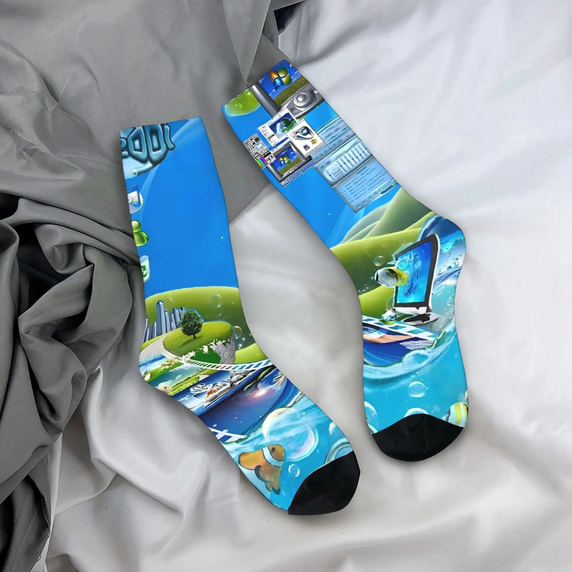 

Frutiger Aero Stockings Vintage Socks Women Men Breathable Socks Autumn Skateboard Printed Non Skid Socks Gift Idea