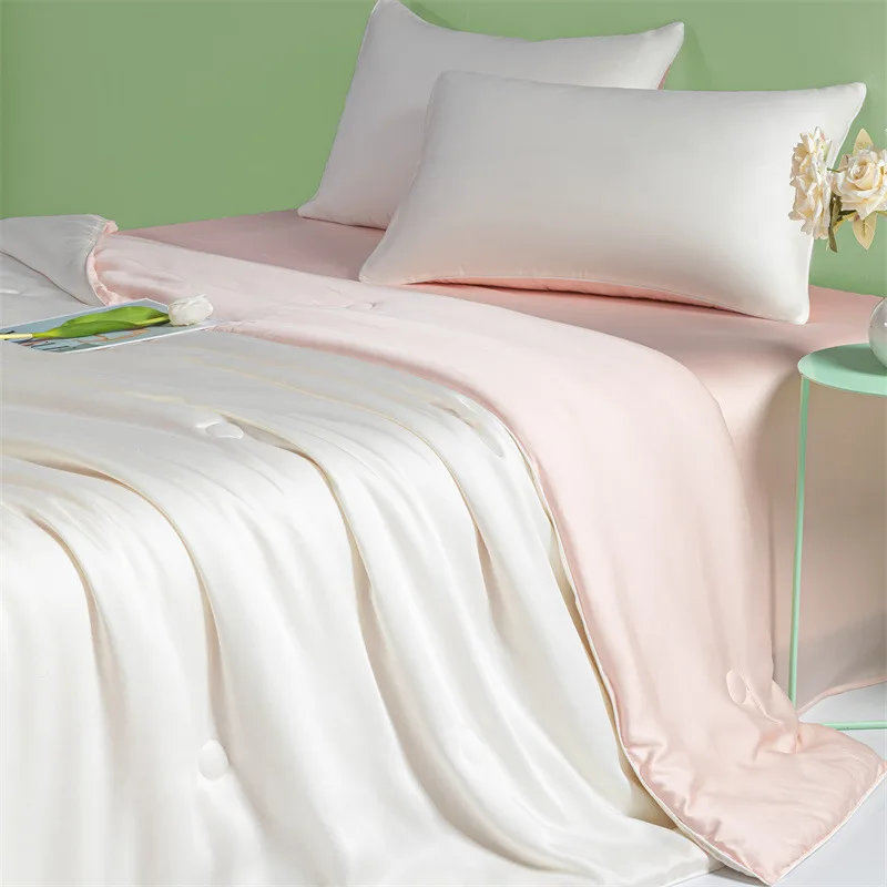 New washed ice silk embroidery double spell ice silk air conditioner quilt student dormitory machine washable summer cool quilt 4