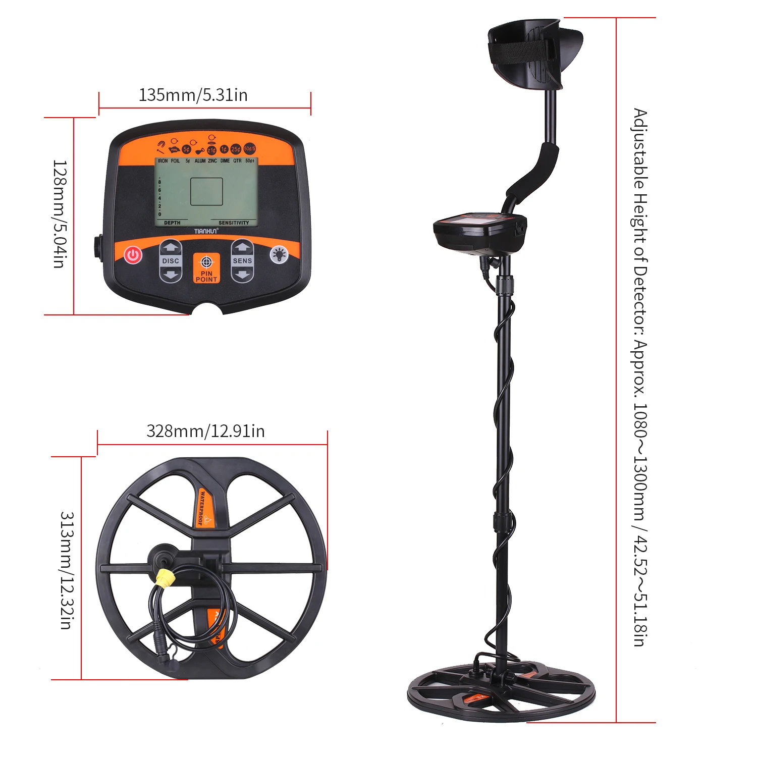 Pasokan Pabrik Detektor Logam Profesional Tianxun TX-960 Detektor Logam Pencarian Dalam Panjang Detektor Emas Berburu Harta Karun