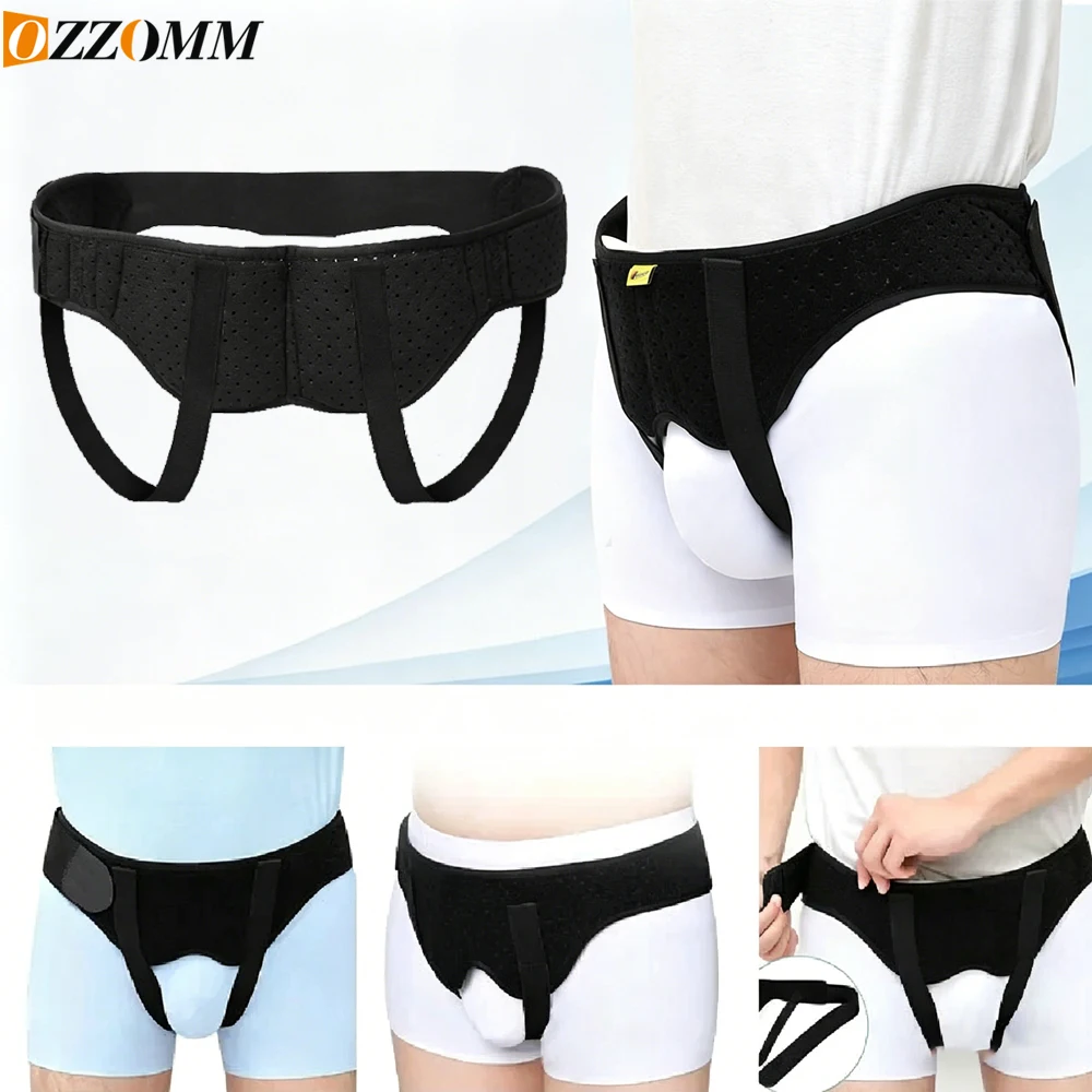 1PC Adjustable Hernia Support Belt & 2 Compression Pads,Inguinal Truss for Men Women,Single/Double Side, Discreet Under Clothing