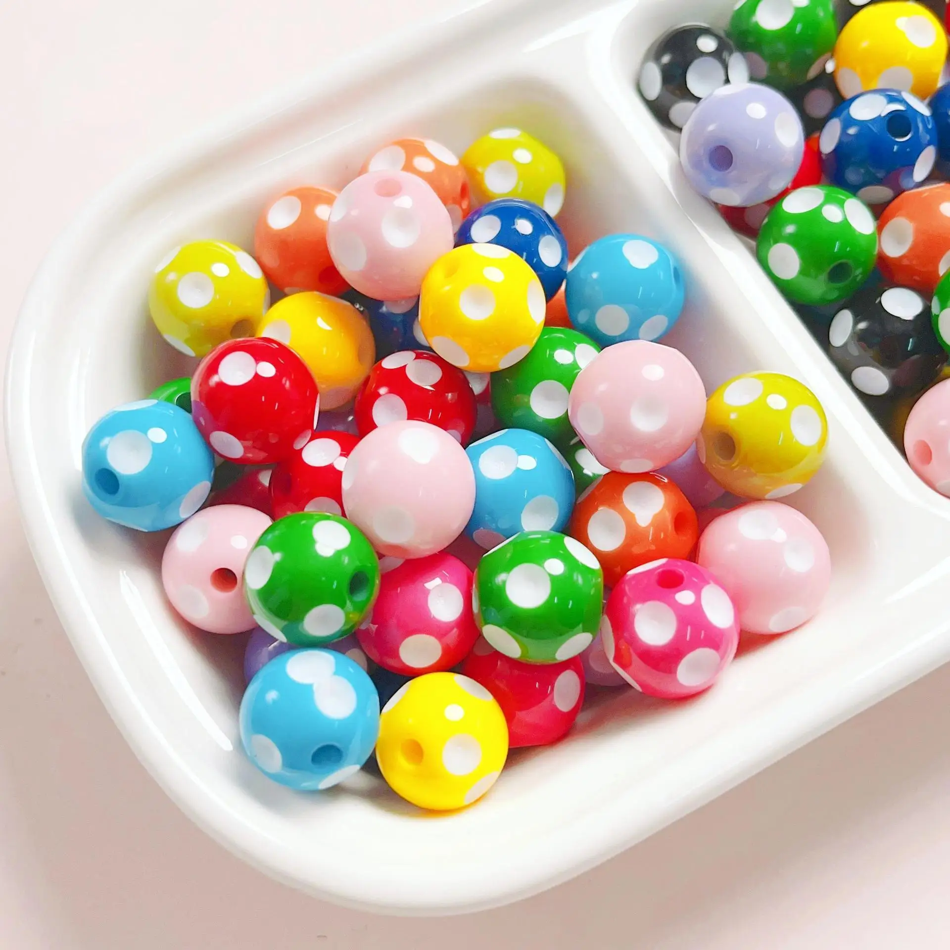 

DIY Jewelry Findings 80pcs 12mm Colorful Polka Dots Style Resin Gumball Beads Ornament Accessories Material Necklace Bracelets