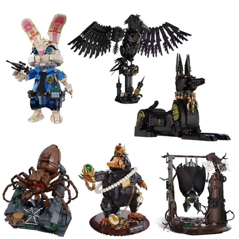 

Creative Animal Series MOC Building Blocks Boys Assembly Raven/Rabbit/Dog/Bat/Spider Educational Model Bricks Toys Holiday Gifts