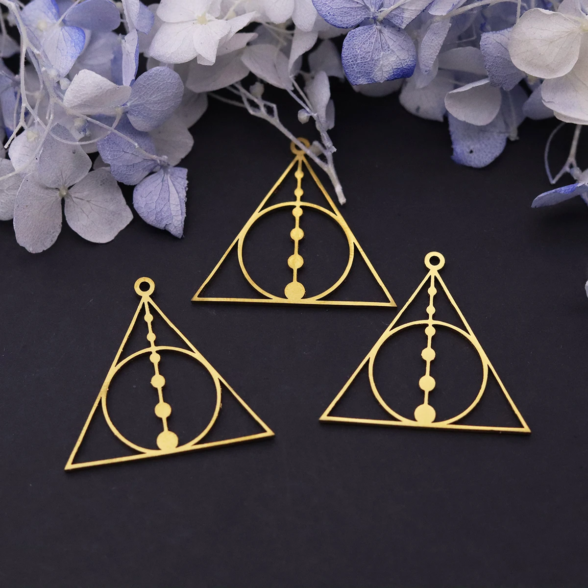 3Pcs Magic Triangle Deathly Hallows Pattern Stainless Steel Charms Pendant for Jewelry Making DIY Earring Bracelet Accessories