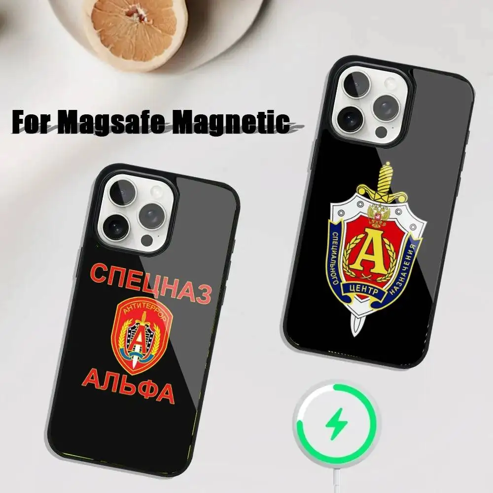 

Russian FSB ALPHA Phone Case For iPhone 16,15,14,13,12,11,Plus,Pro,Max Mini Magsafe Magnetic Wireless Charging