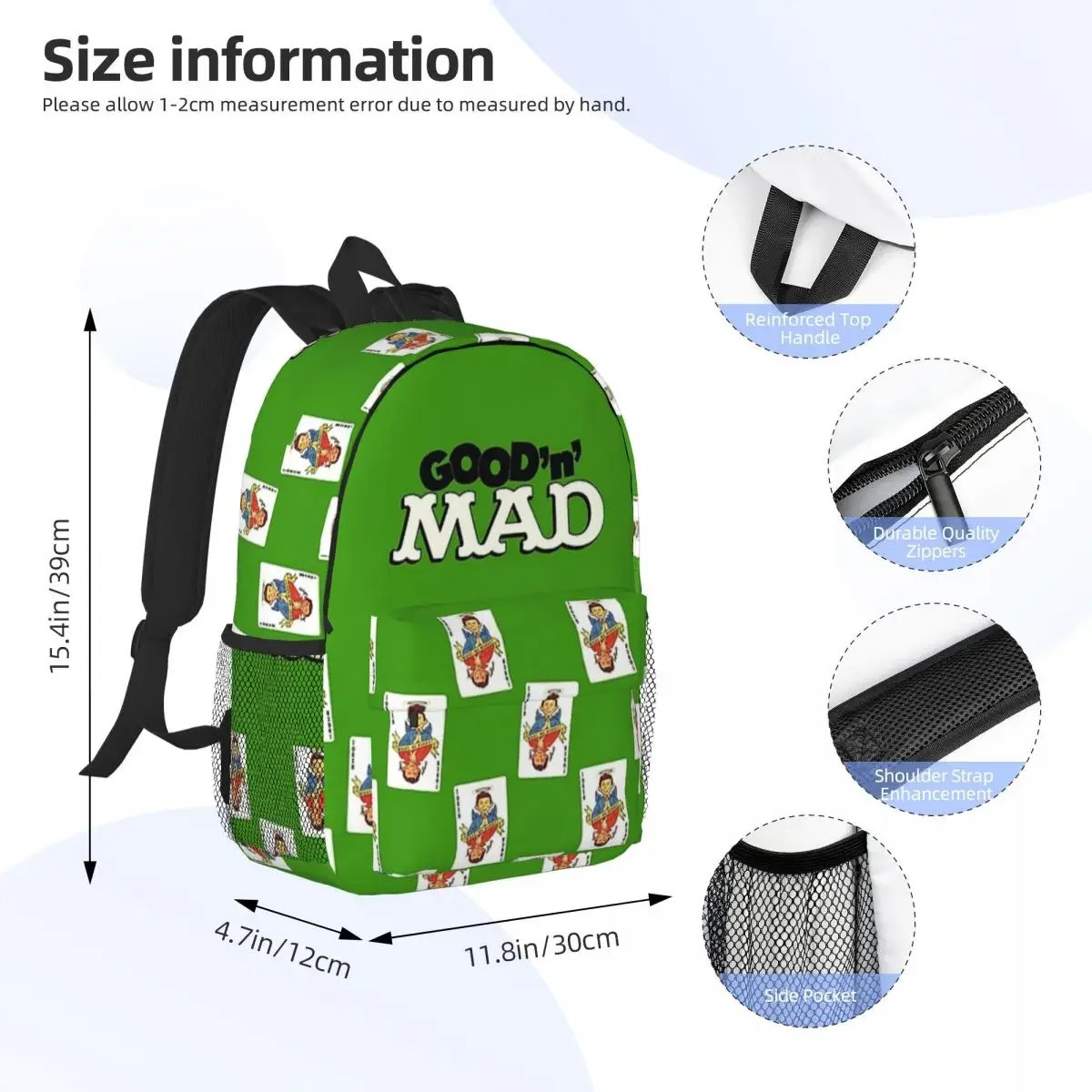 Good N MAD Vintage Book Cover (1969) Backpacks Boys Girls Bookbag Casual Students School Bags Laptop Rucksack Shoulder Bag