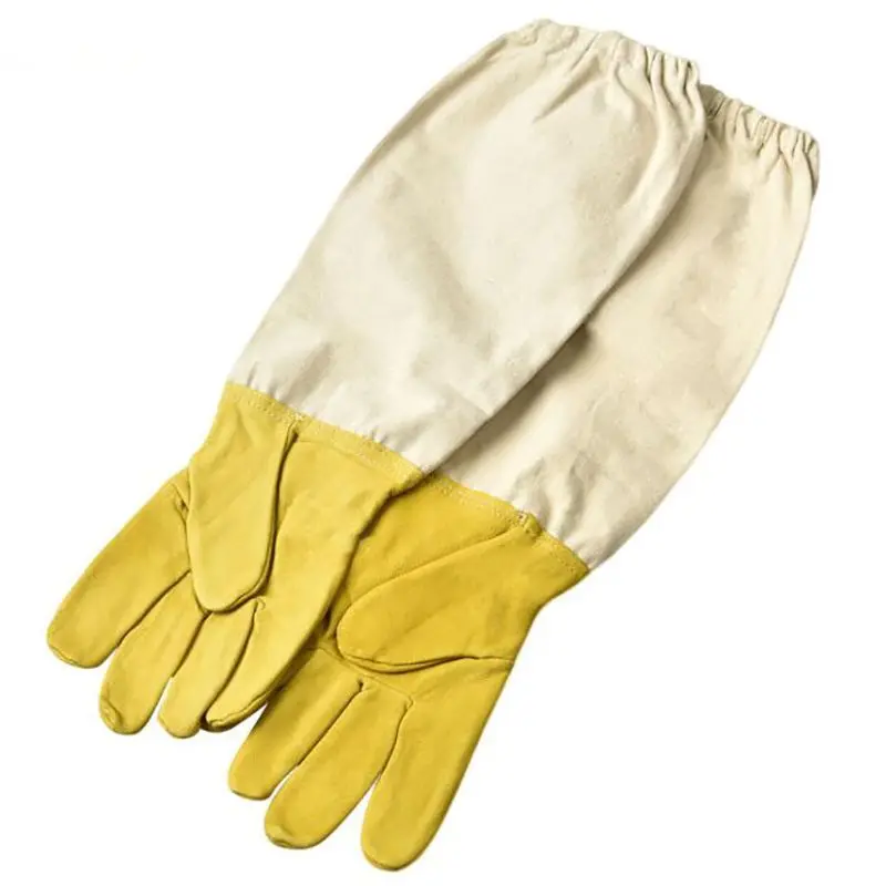 1 Pair Goatskin Beekeeping Gloves with Long Sleeves,Elastic Cuff Beekeeping Protective Gloves For Beekeeper, L, XL, XXL перчатки