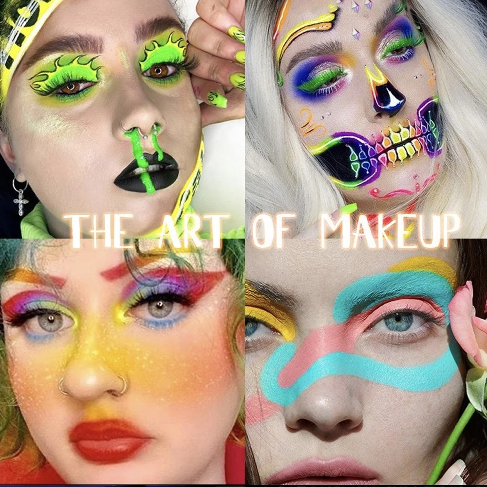 Caneta delineadora fluorescente uv, líquido, verde, amarelo, rosa, laranja, colorido, luz uv, neon, delineador, rosto, pintura corporal, caneta, maquiagem de festival