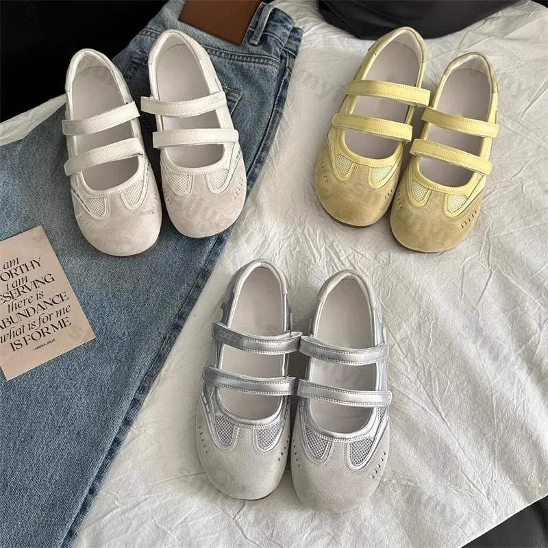 

Женские балетки, новинка 2023 года, сетчатые дышащие модные роскошные повседневные кроссовки Мэри Джейн, удобные нескользящие женские повседневные туфли на плоской подошве