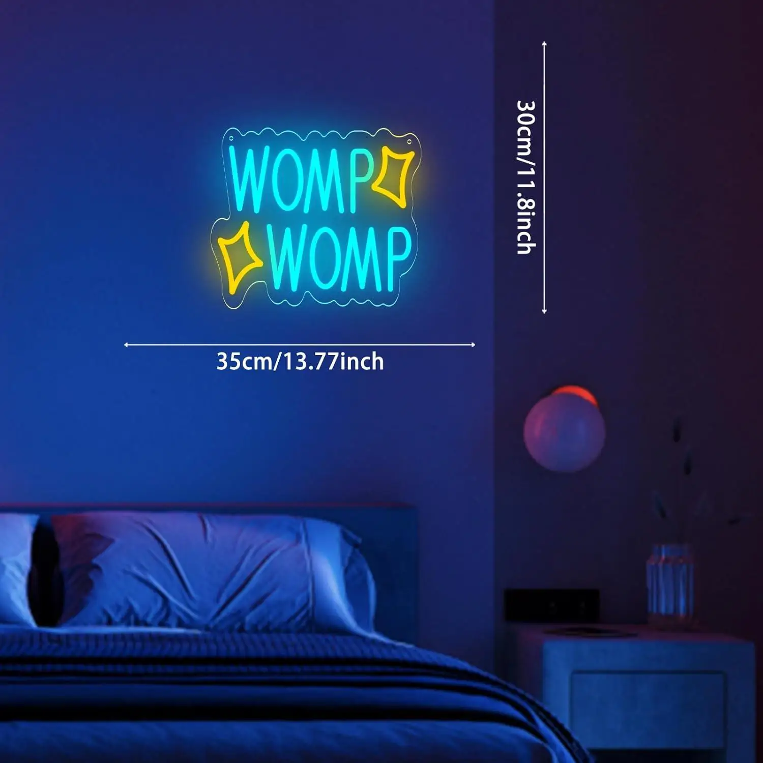 Womp Neon Sign USB Powered LED Dimmable Neon Lights for Bar Tiki Home Dorm Gaming Room Decoration Room Accessories Wall Light