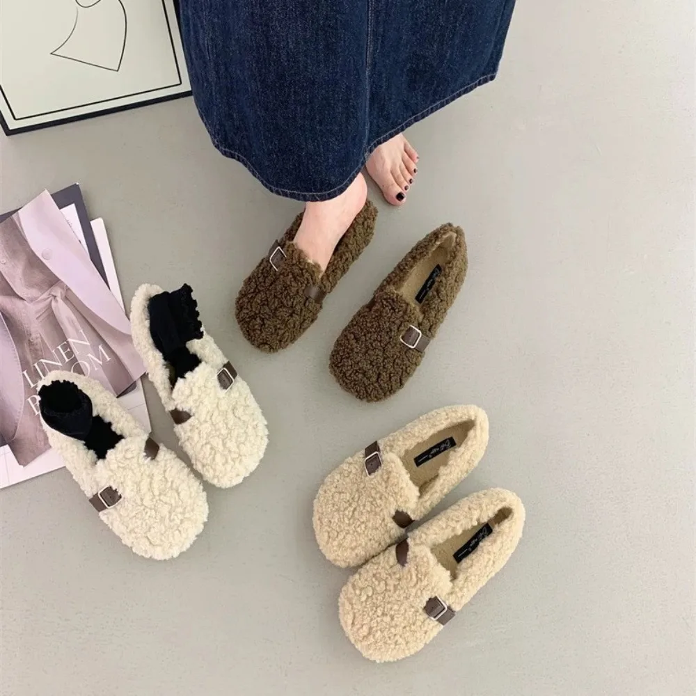 

Women's Winter Footwear 2025 New Warm Ladies Causal Cotton Shoes Furry Hairy Soft Versatile Women Fashion Black Plush Flat Shoes