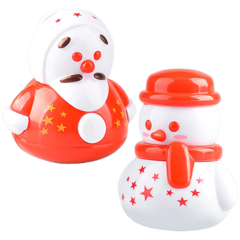 2Pcs Adorable Snowman Tumbler Ornament Desktop Decoration Creative Wobbling Ceramic Home Office Window Living Room Study Decor