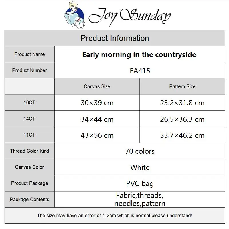 Joy Sunday paesaggi ricamo fai da te kit punto croce artigianato ricamo Set filo di cotone stampato tela decorazione della casa