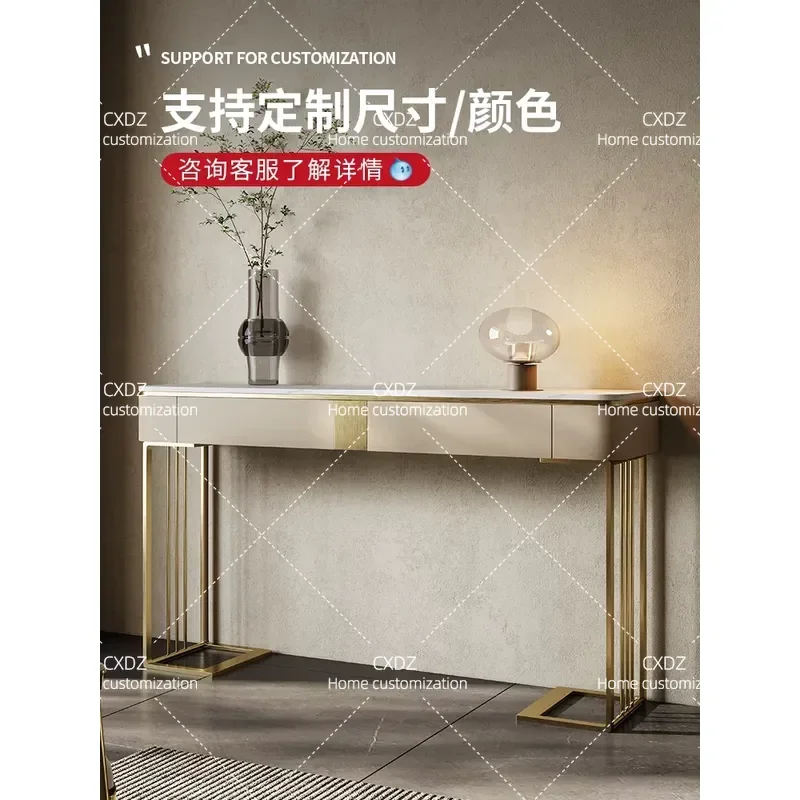 Modern Simple Entrance Cabinet Luxury Rock Slab Entryway Table Hallway Corridor Storage Console with End View Platform for