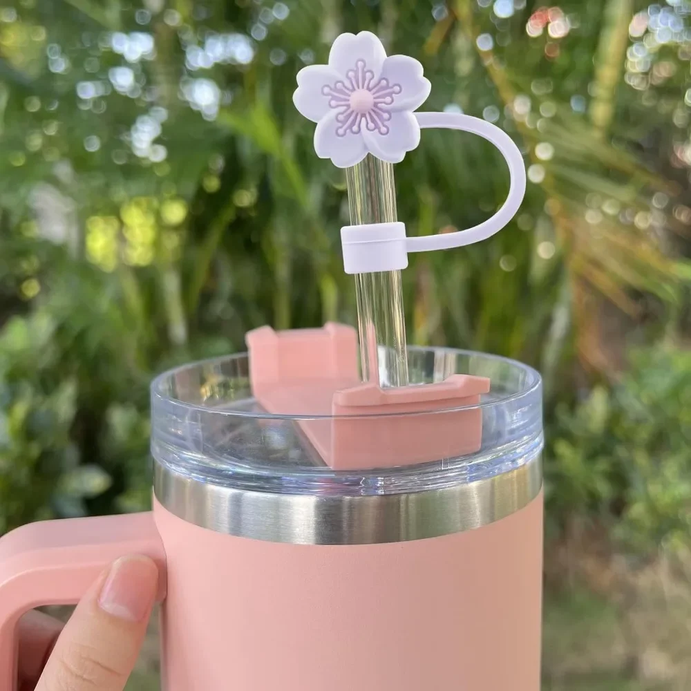 

Cute Flower Straw Covers Toppers Silicone Accessories for Stanley Cups 10mm 30&40Oz Tumbler With Handle Reusable Straw 빨대 뚜껑